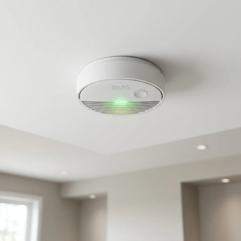 Detector de fumaça Wi-Fi inteligente instalado no teto