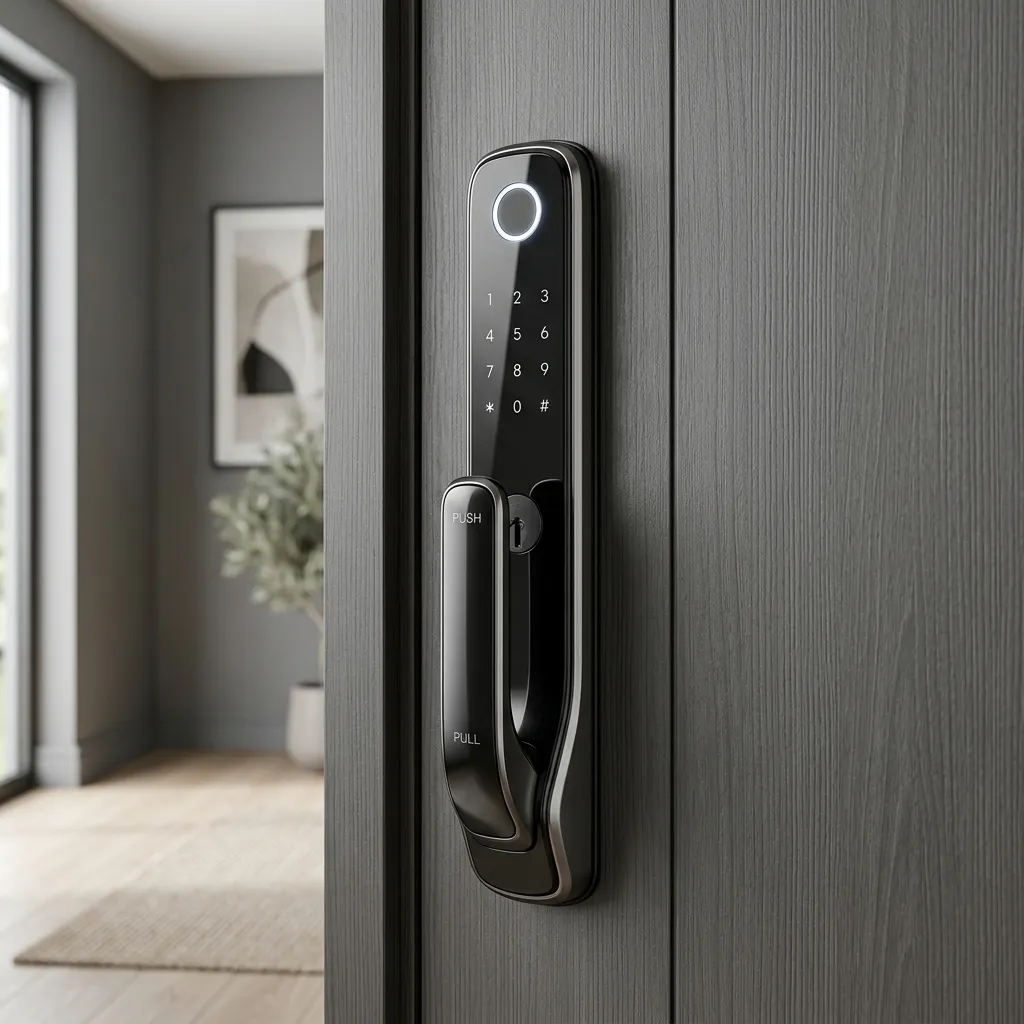 Fechadura Intelbras FR 630 Push & Pull em porta moderna