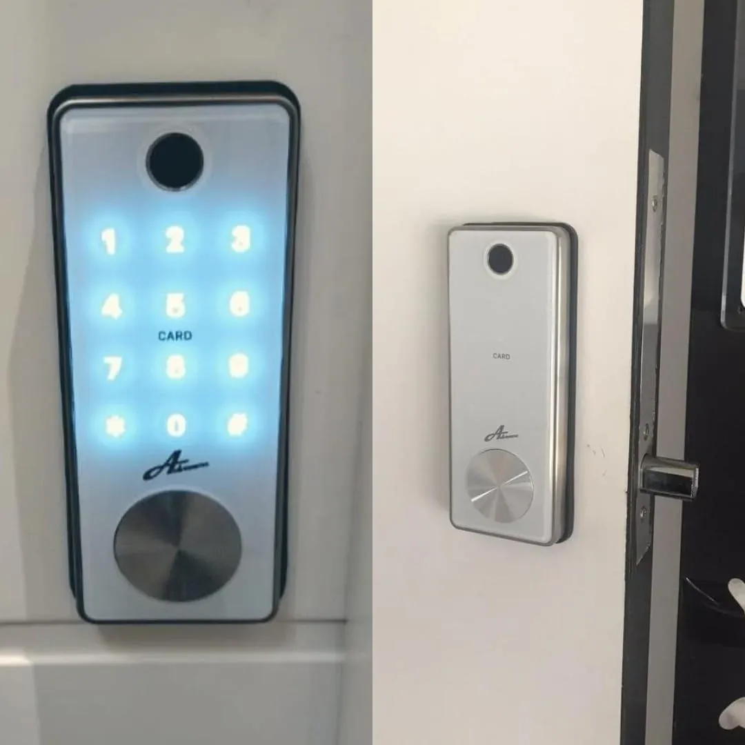 Fechadura Milre 8600A branca com biometria frontal e design robusto