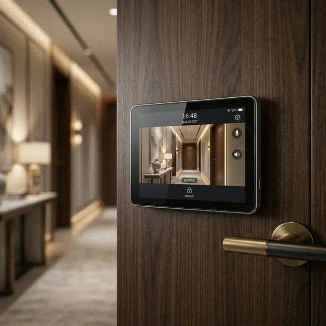 Olho Mágico Digital com Wi-Fi instalado em porta de apartamento