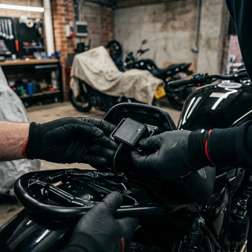 Instalação discreta de rastreador em motocicleta