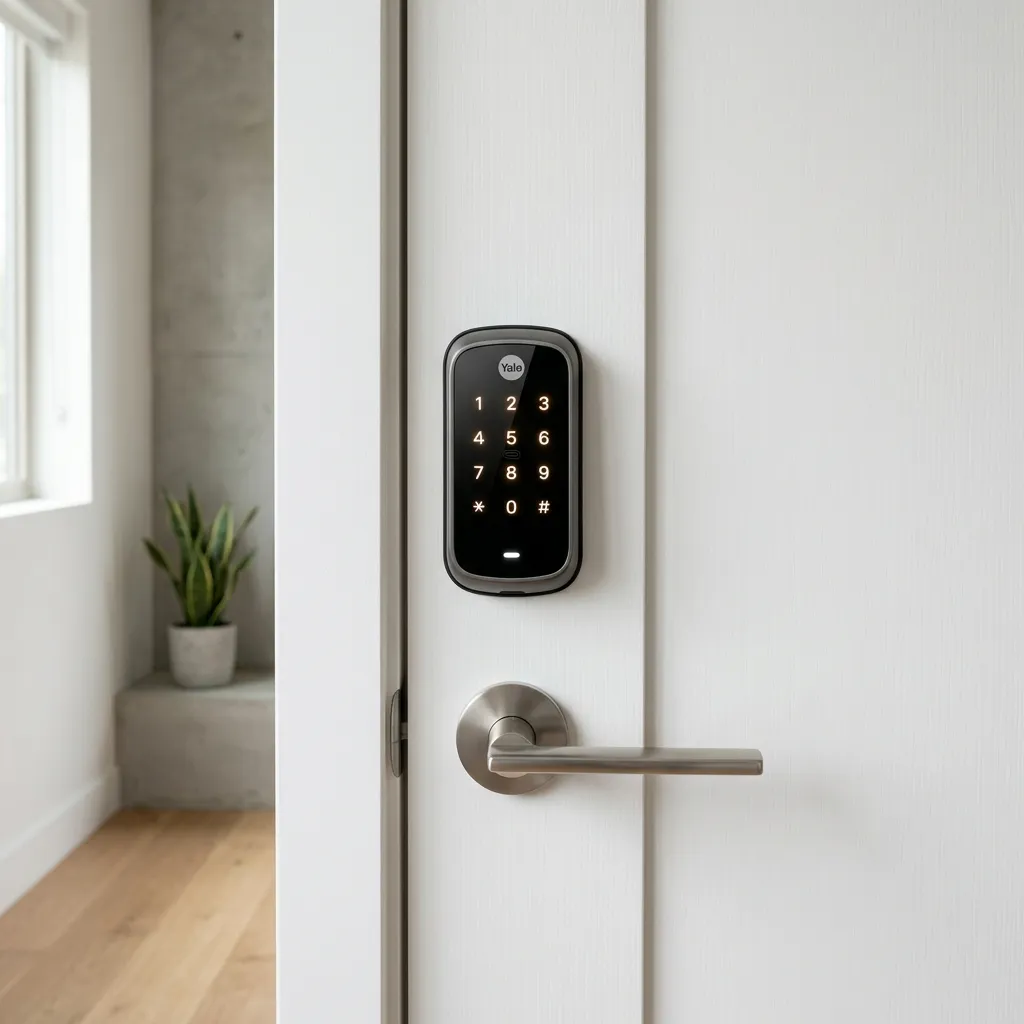 Yale YRD 256 minimalista em porta branca